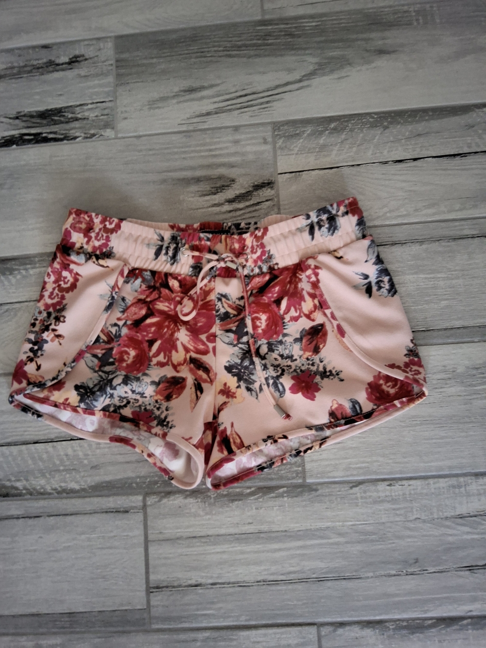 BoomBoo Floral Pink Women's Athletic Drawstring Shorts